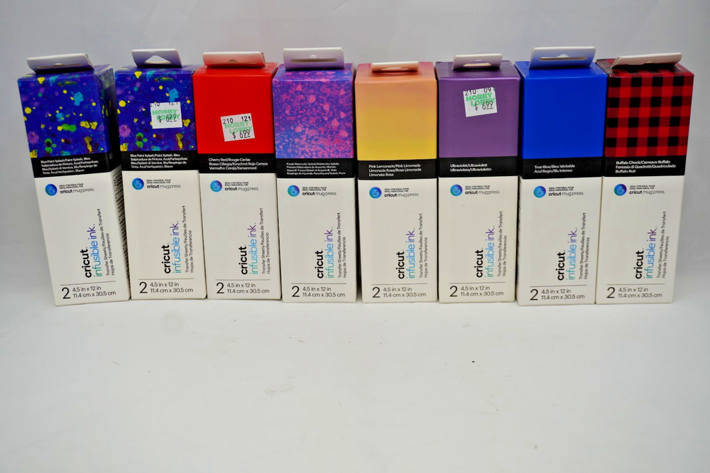 Lot of 8 NEW Cricut Infusible Ink Transfer Sheets - Solids & Patterns Plaid